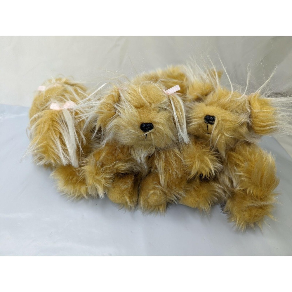 Russ Sparkle‎ Dog Plush Terrier Golden 2 Puppies Lot Stuffed Animal Toy